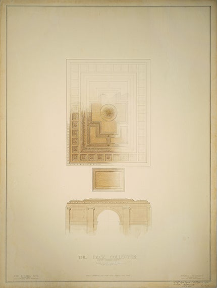 elevation drawing of Reception (Entrance) Hall, depicting ceiling and archway, circa 1935