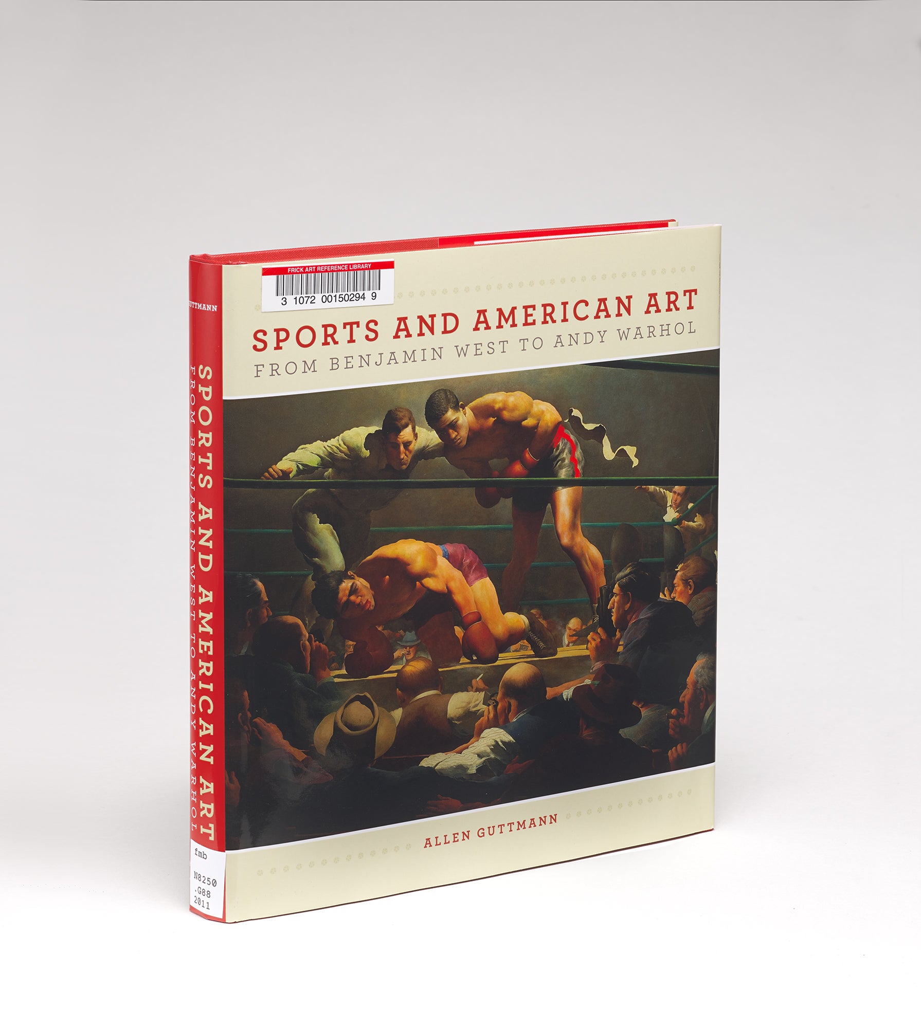 Cover of Allen Guttmann's "Sports and American Art from Benjamin West to Andy Warhol," featuring a detail of a painting of a boxing match