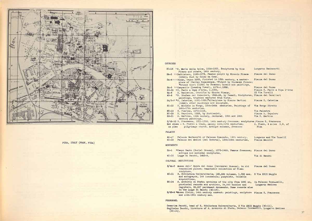 Gridded map with a numbered key and other information listed to the right