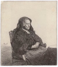 The Artist's Mother Seated at a Table, Looking Right: Three-Quarter Length