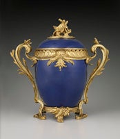 Deep Blue Chinese Porcelain Jar with French Gilt-Bronze Mounts (one of a pair