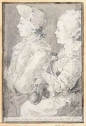 Gabriel de Saint-Aubin (1724–1780), Germain-Augustin and Rose de Saint-Aubin, Drawn by Their Uncle, 1766, brush and gray wash over black chalk and graphite, The Metropolitan Museum of Art, New York