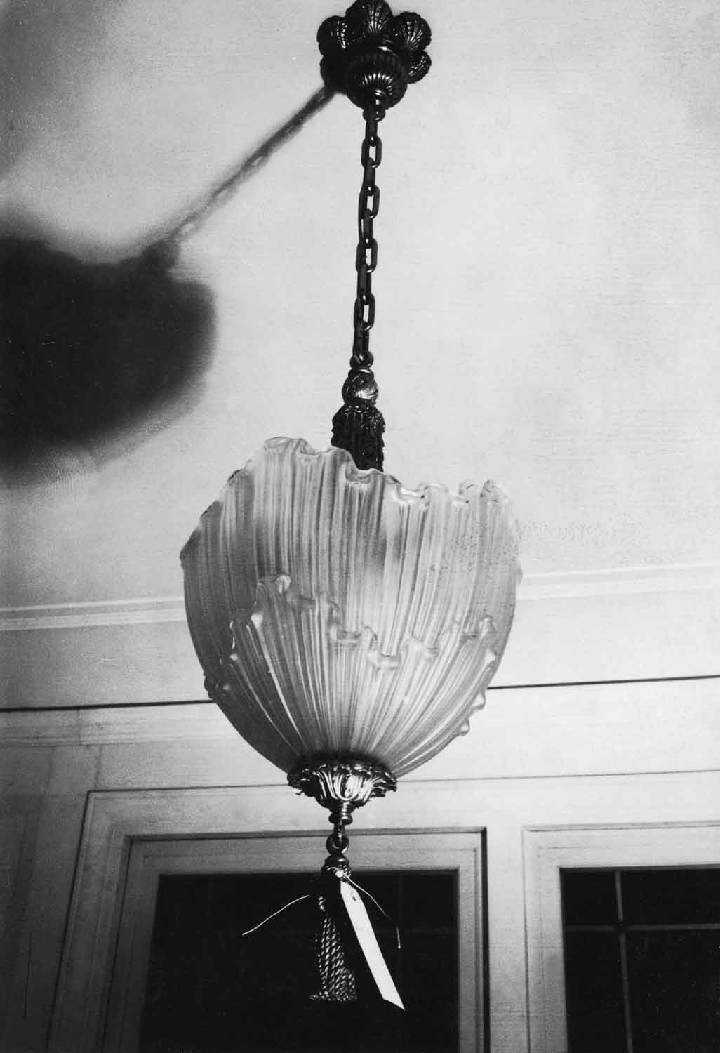 Black-and-white photograph of a light fixture