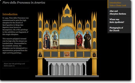 screenshot of interactive to learn about different sections of an altarpiece