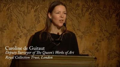  Video still of Caroline de Guitaut giving lecture at Frick Collection
