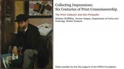 cover of Collecting Impression lecture series description, with oil painting of man sitting