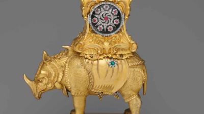 detail of rhinoncerous clock