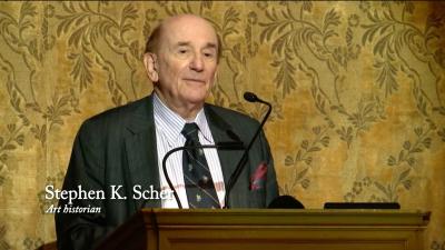 photo of Stephen K. Scher giving lecture at Frick Collection