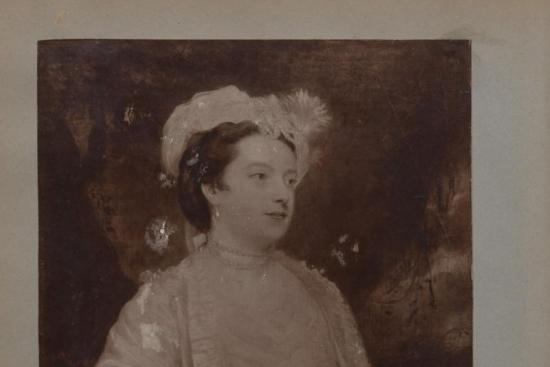 scrapbook page with photograph of Lady Charlotte Talbot painting and caption