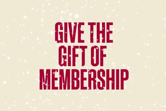 Give the Gift of Membership text on snowy background