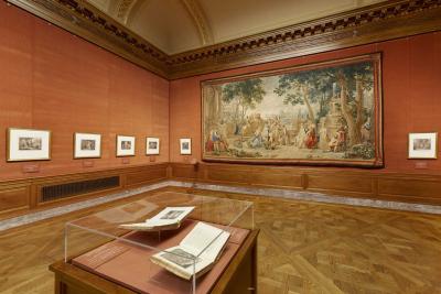 Virtual tour of the Don Quixote exhibition including tapestries, paintings, engravings, and book in the  East Gallery