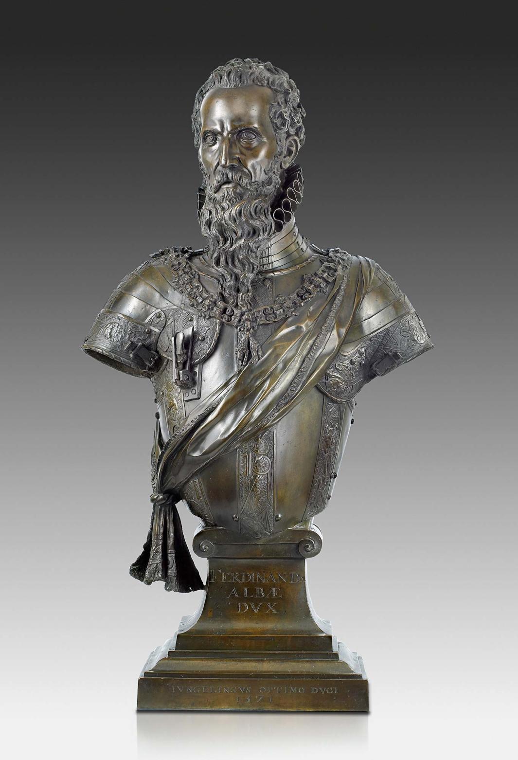 bust of bearded man in armor