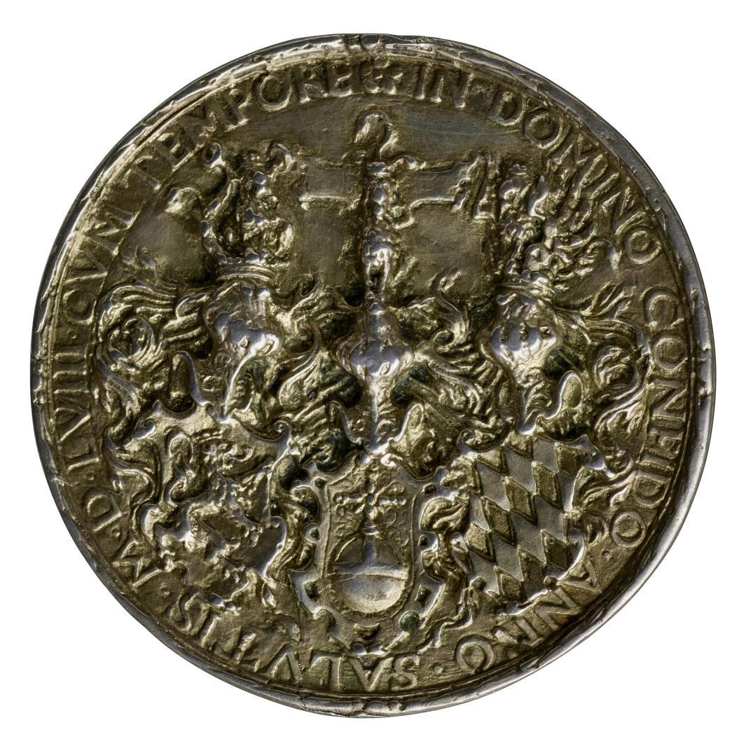 Silver medal of the coat of arms of Ottheinrich, count of the Rhenish Palatinate
