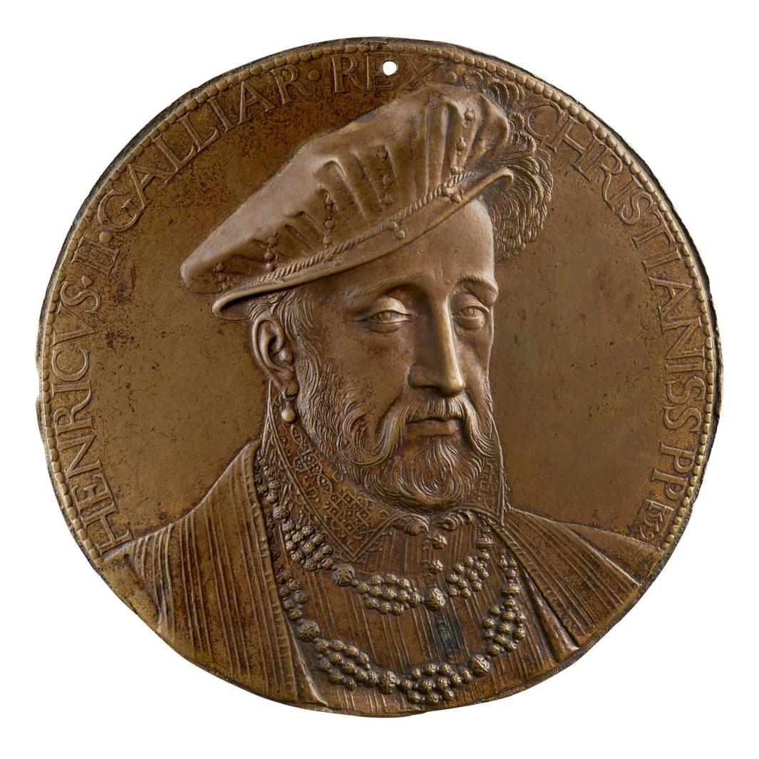 Bronze portrait medal of King Henry II of France 