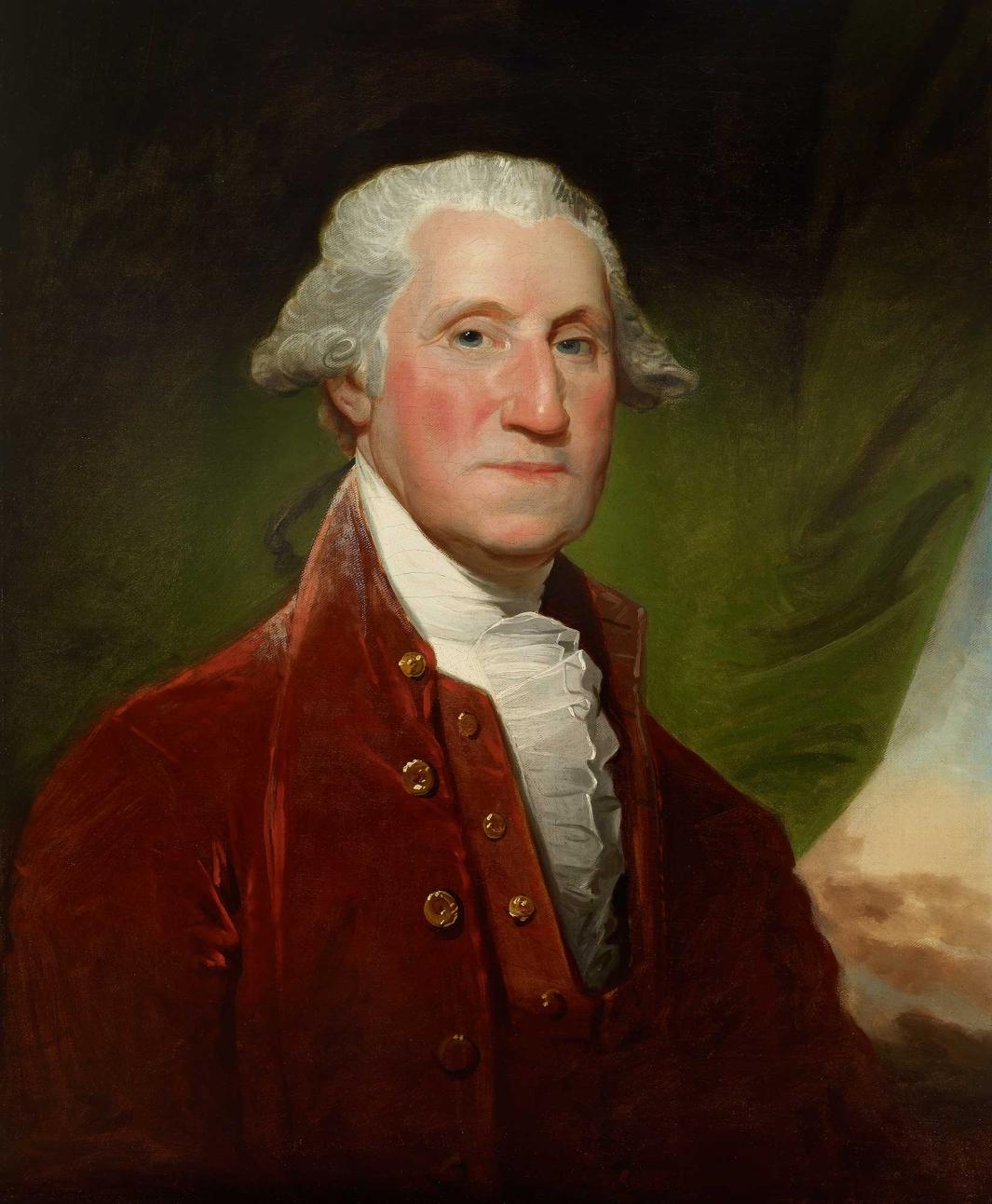 oil painting of seated George Washington
