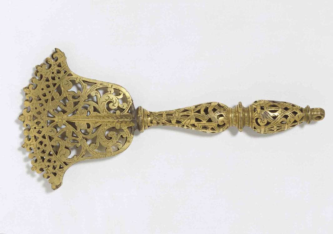 gilt brass handle of fan