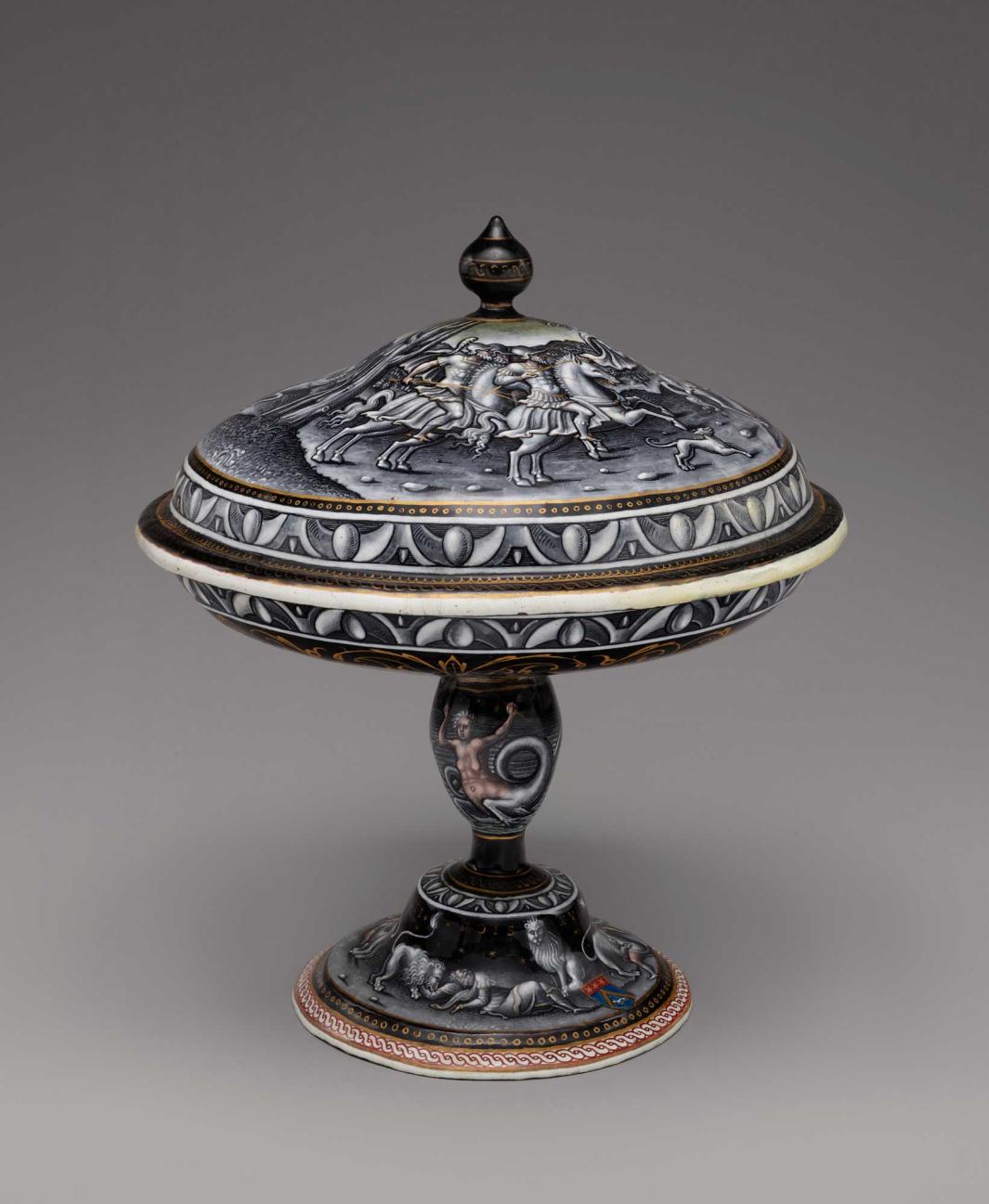 view of black painted enamel covered cup