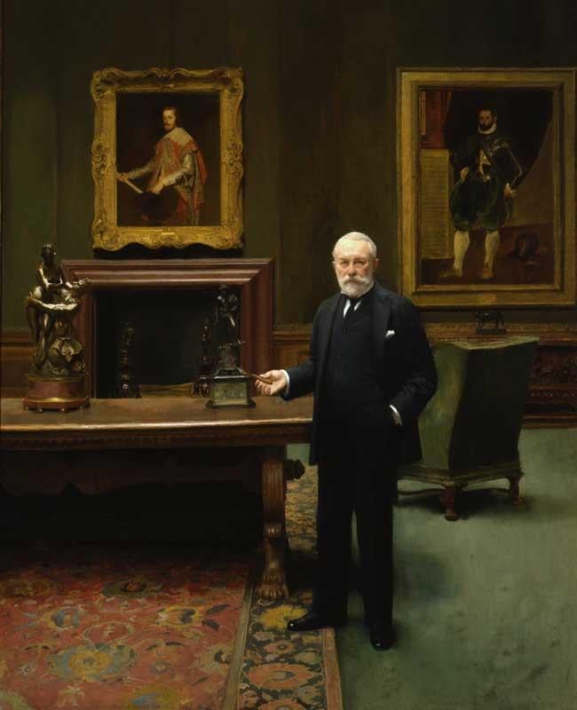 painting depicting Henry Clay Frick standing in his home with paintings