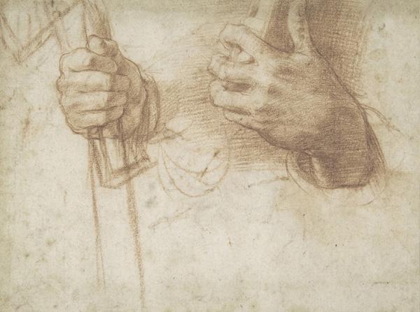 Drawing of two hands holding objects