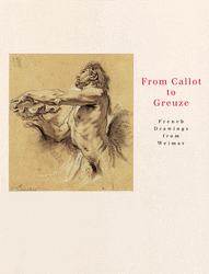 catalogue cover of From Callot to Greuze depicting drawing of nude man in profile holding shell