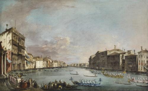 Painting of regatta on a Venetian canal