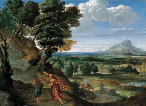 Painting of Abraham leading Isaac up a mountain