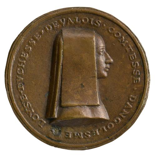 Bronze portrait medal of Louise of Savoy wearing a chaperon 