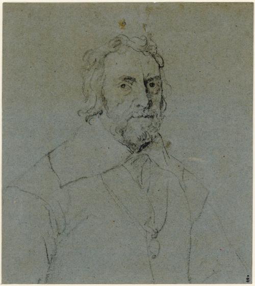 black chalk portrait sketch of man with beard