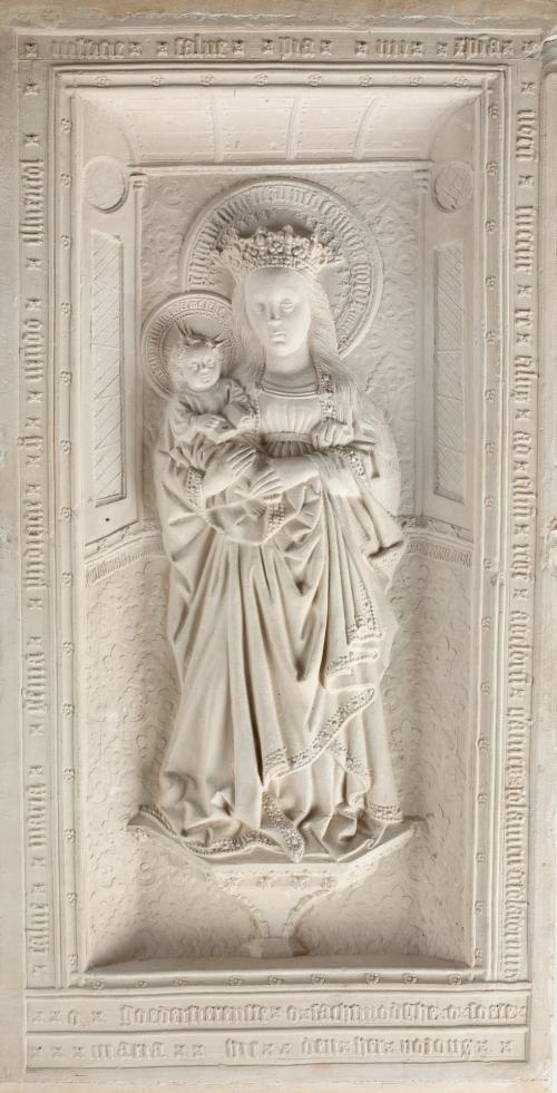 clay relief of the Virgin and Child