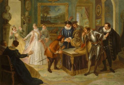 Painting of Don Quixote Consulting the Enchanted Head at the House of Don Antonio Moreno