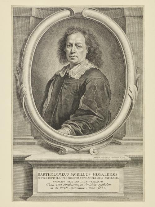 engraving on paper of man in profile, framed in oval shape