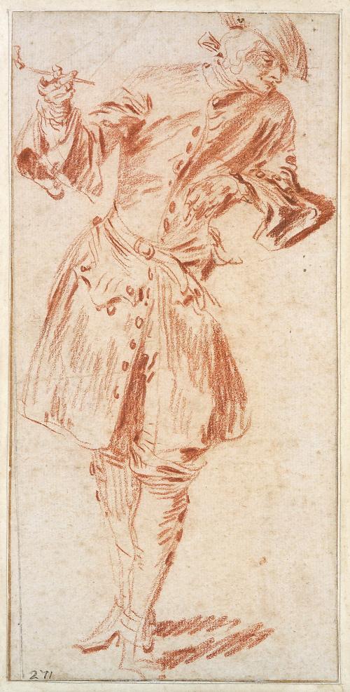 sketch of a standing soldier with a pipe