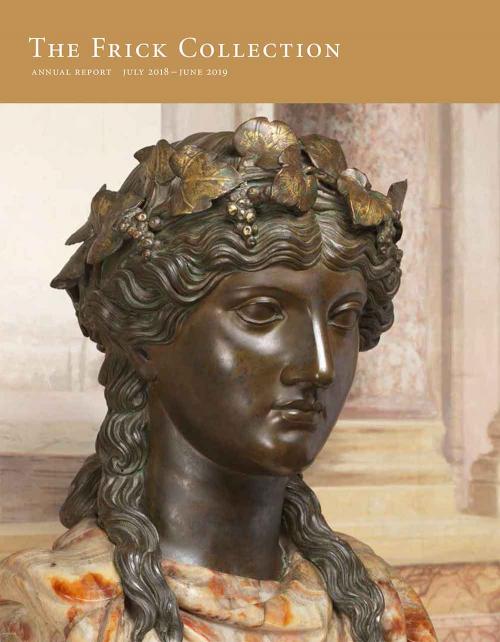cover of Frick Annual Report 2018-19, with marble bust of man with long hair on cover