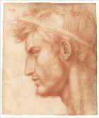 Red chalk profile portrait study of Julius Caesar
