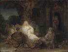 A painting Abraham Entertaining the Angeles by Rembrandt