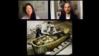 video still of Xavier Salomon and Aimee Ng and image of Egyptian tomb
