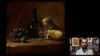 video still of Xavier Salomon and oil painting of plums