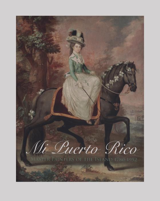 Cover of "Mi Puerto Rico" featuring a portrait of a woman with an elaborate hat posing on a horse