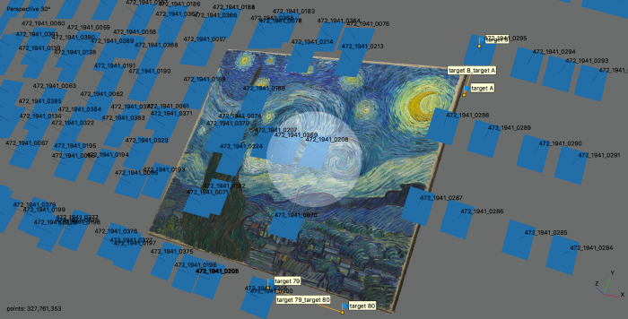 Digitization project mapping data points on Van Gogh's "Starry Night" to create a 3D image of the painting