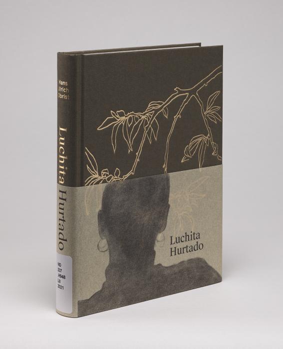 Cover of "Luchita Hurtado" featuring an artwork with silhouettes of a flowering branch and the back of a woman's head