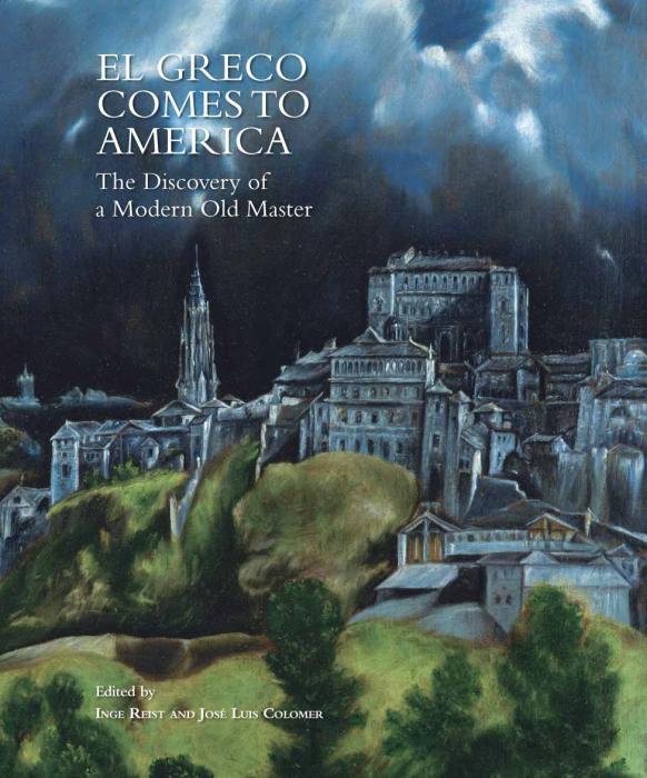 cover of book displaying dark blue sky over village and green grounds