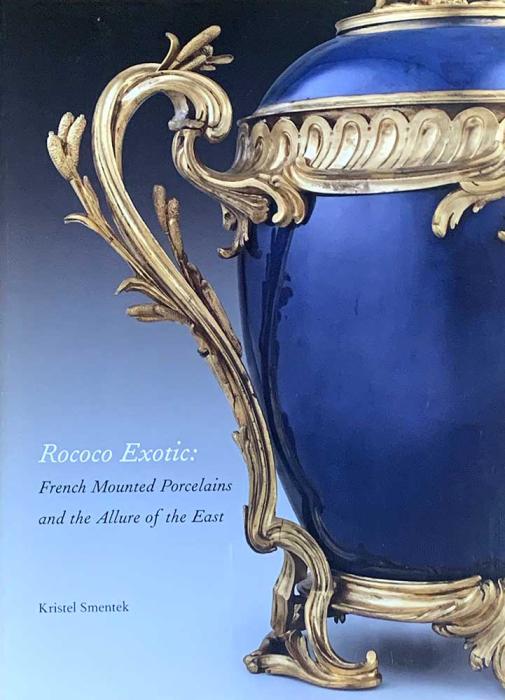 catalogue cover of Rococo Exotic, depicting blue and gold mounted porcelain vase