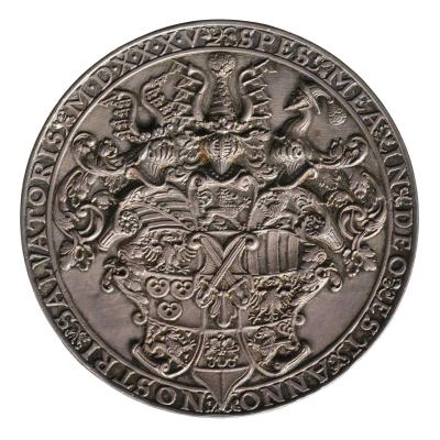 Silver medal of the coat of arms of Johan Friedrich of Saxony