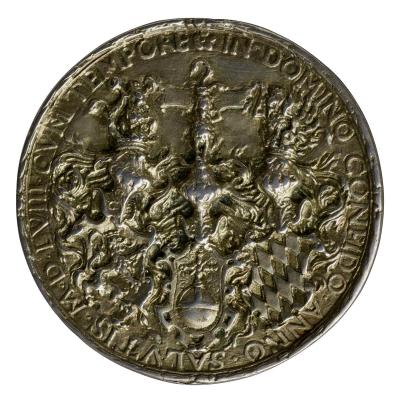 Silver medal of the coat of arms of Ottheinrich, count of the Rhenish Palatinate