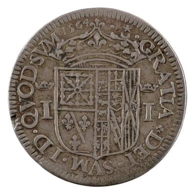 Silver medal of the crowned coats of arms of Navarre, Bourbon, Béarn, Armagnac, Albret, Evreux, Bigorre, Aragon, Castille, and Léon