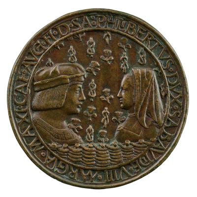Bronze portrait medal of Philibert II, “The Fair”and Margaret of Austria, Duke and Duchess of Savoy