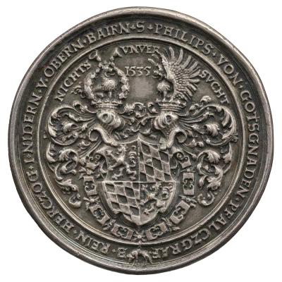 Silver medal with the coat of arms of Philip of Wittelsbach