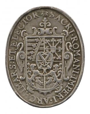 Silver medal depicting the coat of arms of the Albertine Wettin