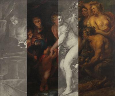 Collage of Rubens's "Venus at the Forge of Vulcan" and "An Old Woman with a Brazier"