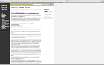 Screenshot from the National Portrait Gallery (UK) Research Pages